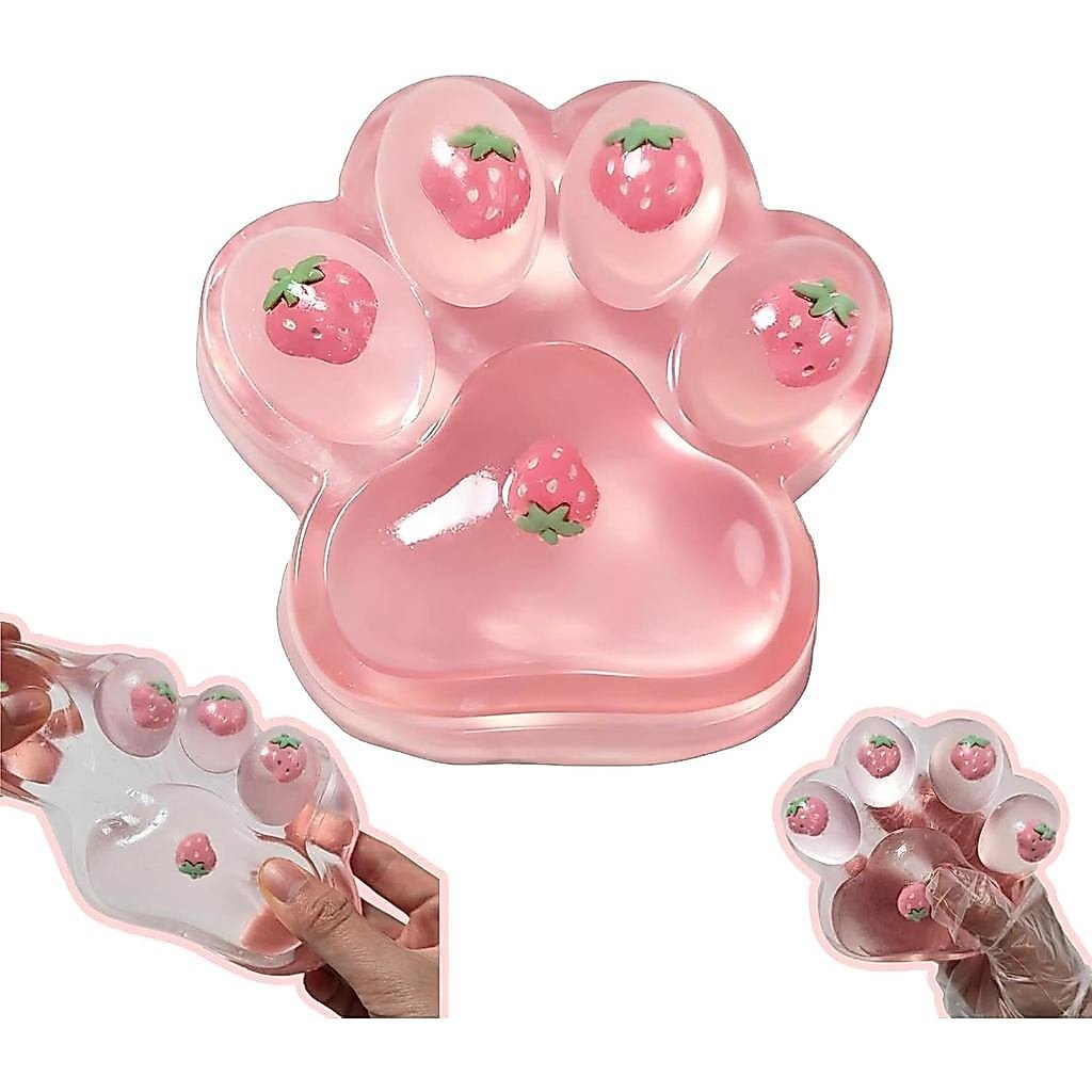 Mèo Lớn Paw Taba Squishy Đồ Chơi Bóp Lớn 5 inch Dâu Hồng Dễ Thương Fufu Squishy Cảm Giác Giảm Căng T