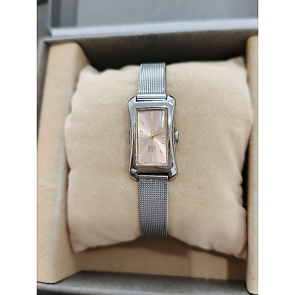 Đồng Hồ Nữ Kookai Thiết Kế Hình Chữ Nhật - Mặt Hồng, Dây Lưới Thời Trang, Thanh Lịch & Nhẹ Nhàng