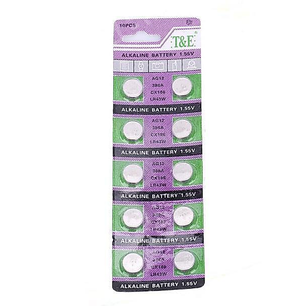 Vỉ 10 Pin cúc áo LR43 / AG12 / SR43SW / LR1143 / 186 /386 dùng cho đồng hồ đeo tay, thiết bị điện tử