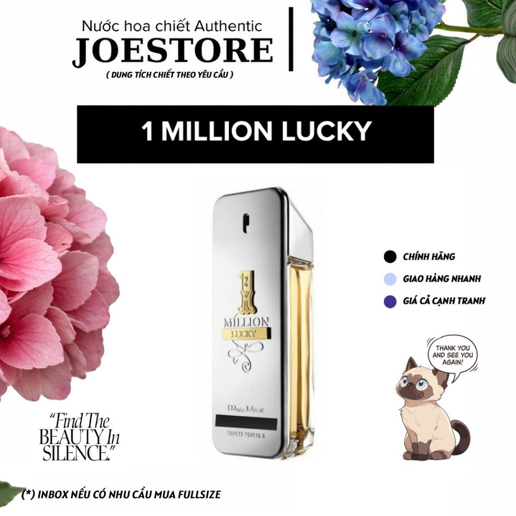 Nước Hoa Nam 1 Million Lucky – Hương Mận Hạt Phỉ Gỗ Ngọt Ấm Nam Tính Quyến Rũ – Chiết 2ml 5ml 10ml