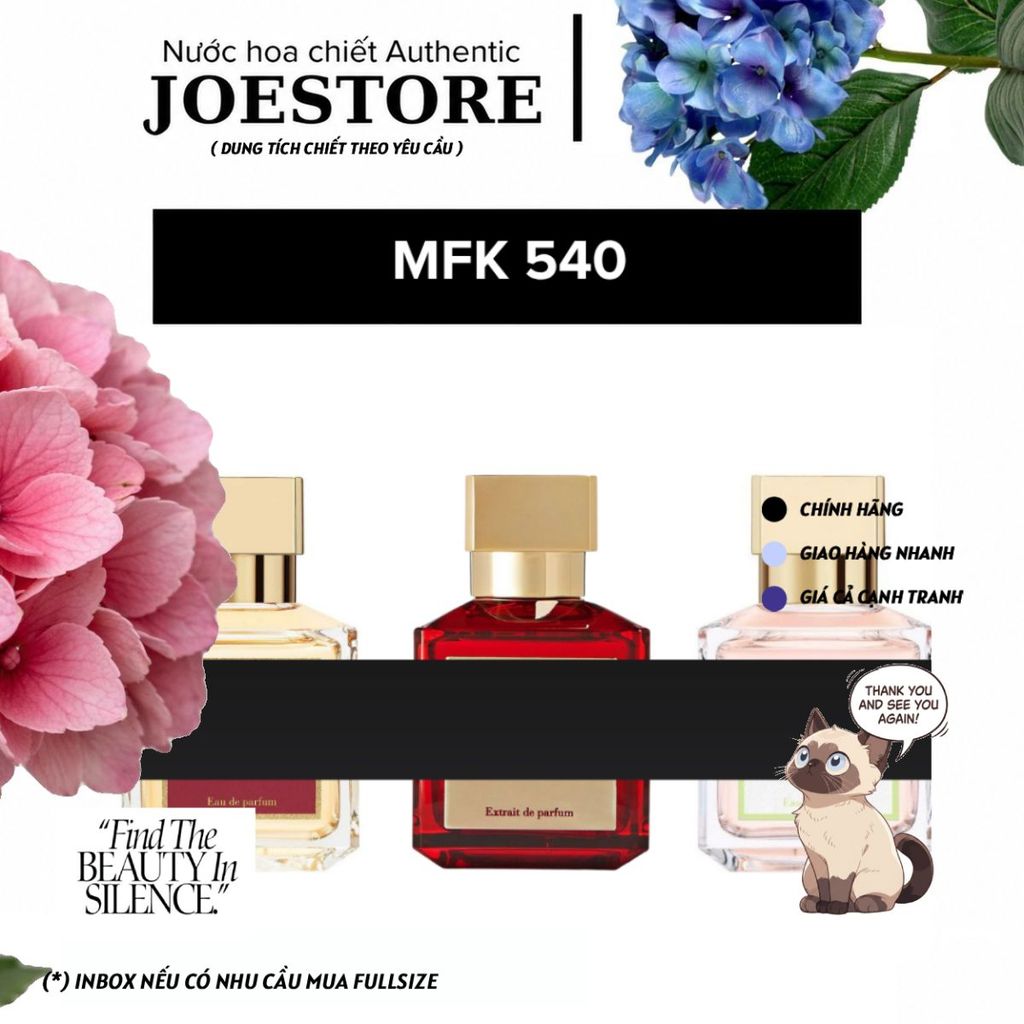 ✦𝐉𝐎 𝐏𝐄𝐑𝐅𝐔𝐌𝐄✦ Nước Hoa Unisex MFK 540 Extrait – Hương Ngọt Ấm Sang Trọng Quyến Rũ – Chiết 2ml 5ml 10m