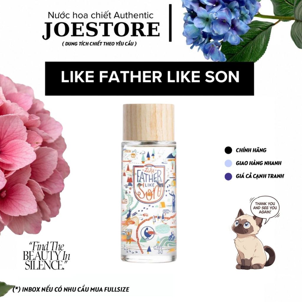 Nước Hoa Unisex Like Father Like Son EDP - Hương Trầm Gỗ Cá Tính, Sang Trọng - Chiết 2ml 5ml 10ml