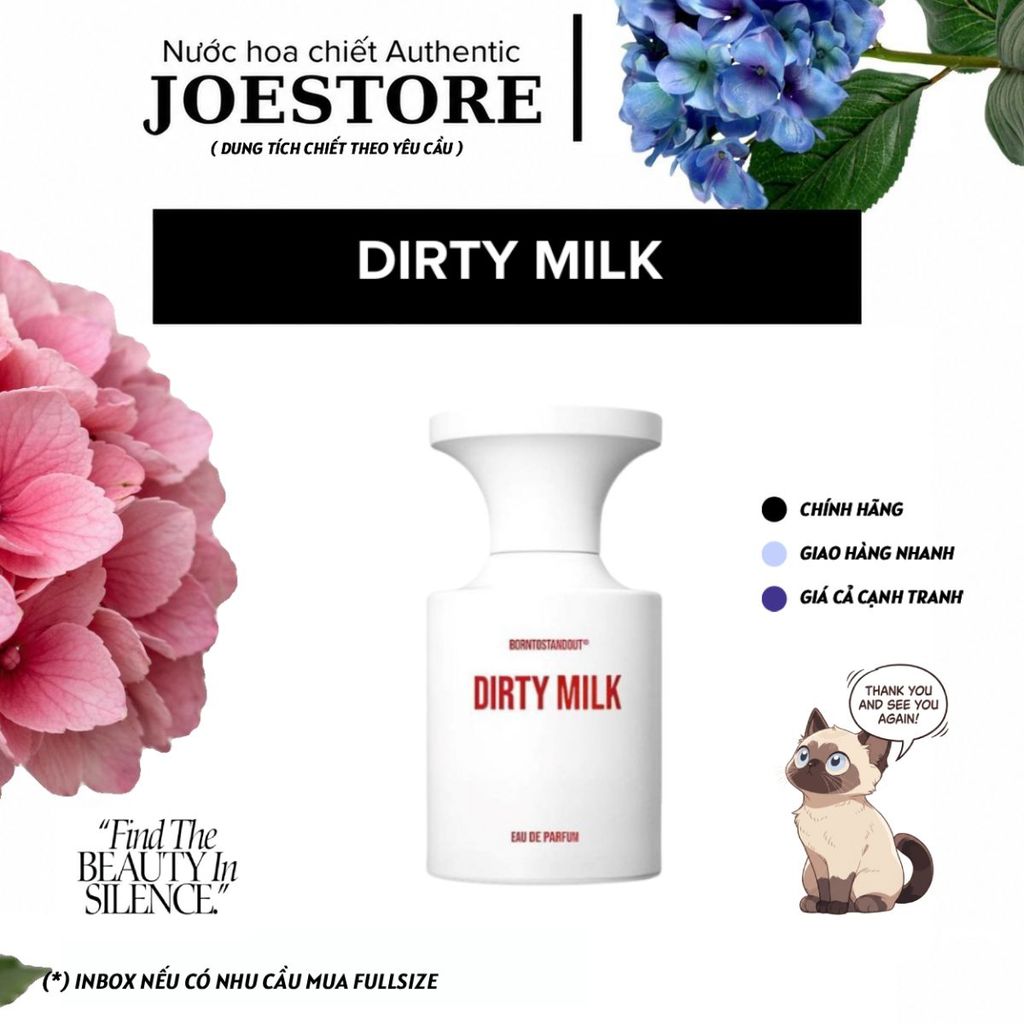 ✦𝐉𝐎 𝐏𝐄𝐑𝐅𝐔𝐌𝐄✦ Nước Hoa Unisex Dirty Milk EDP – Hương Sữa Ngọt Béo Gourmand Ấm Áp Quyến Rũ – Chiết 2ml