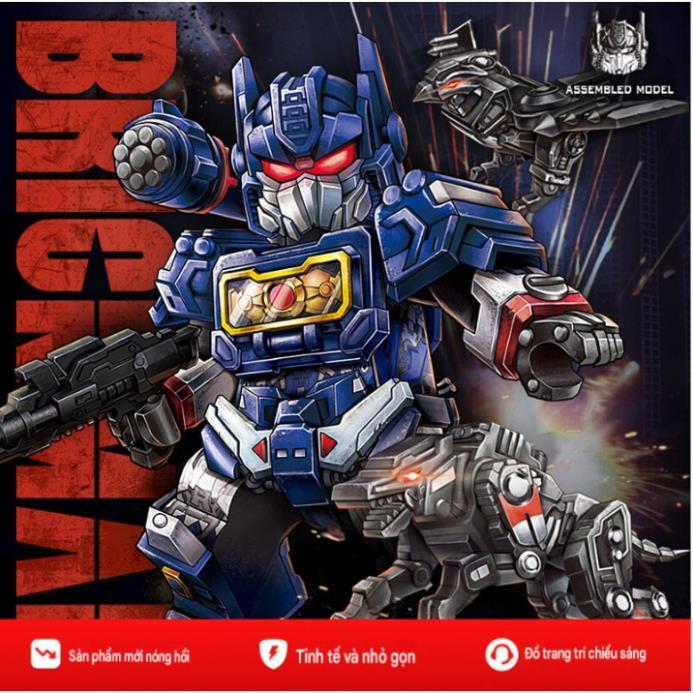 Bộ Xếp Hình Robot Biến Hình Tương Thích LEGO Có Đèn Optimus Prime Soundwave Mô Hình Sưu Tầm