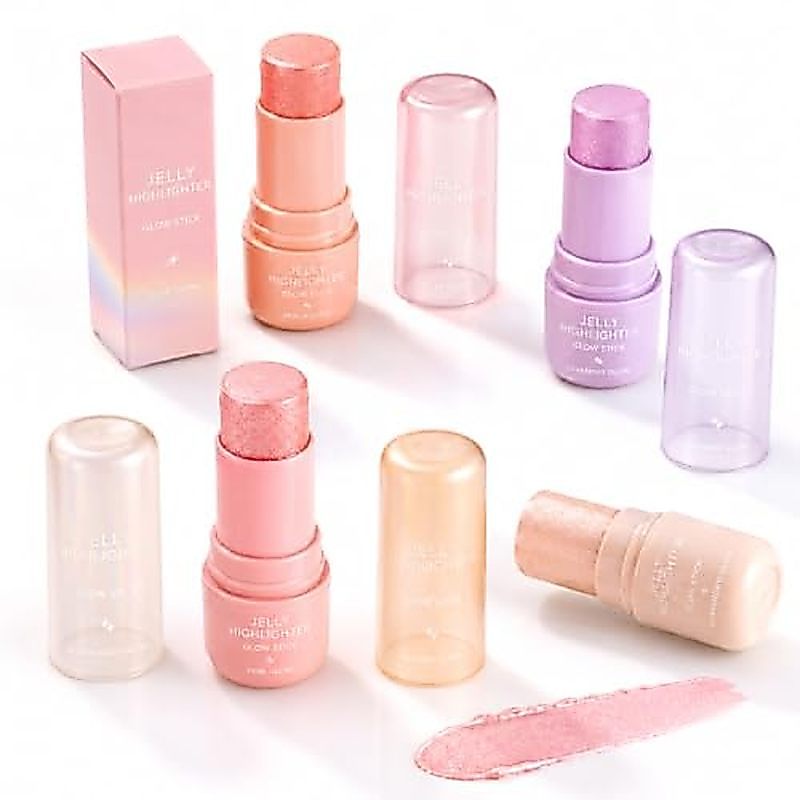 Jelly Highlighter Stick, 6g Glow Stick Makeup, Cream Highlighter cho Face, Shimmer Finish, Easy to B
