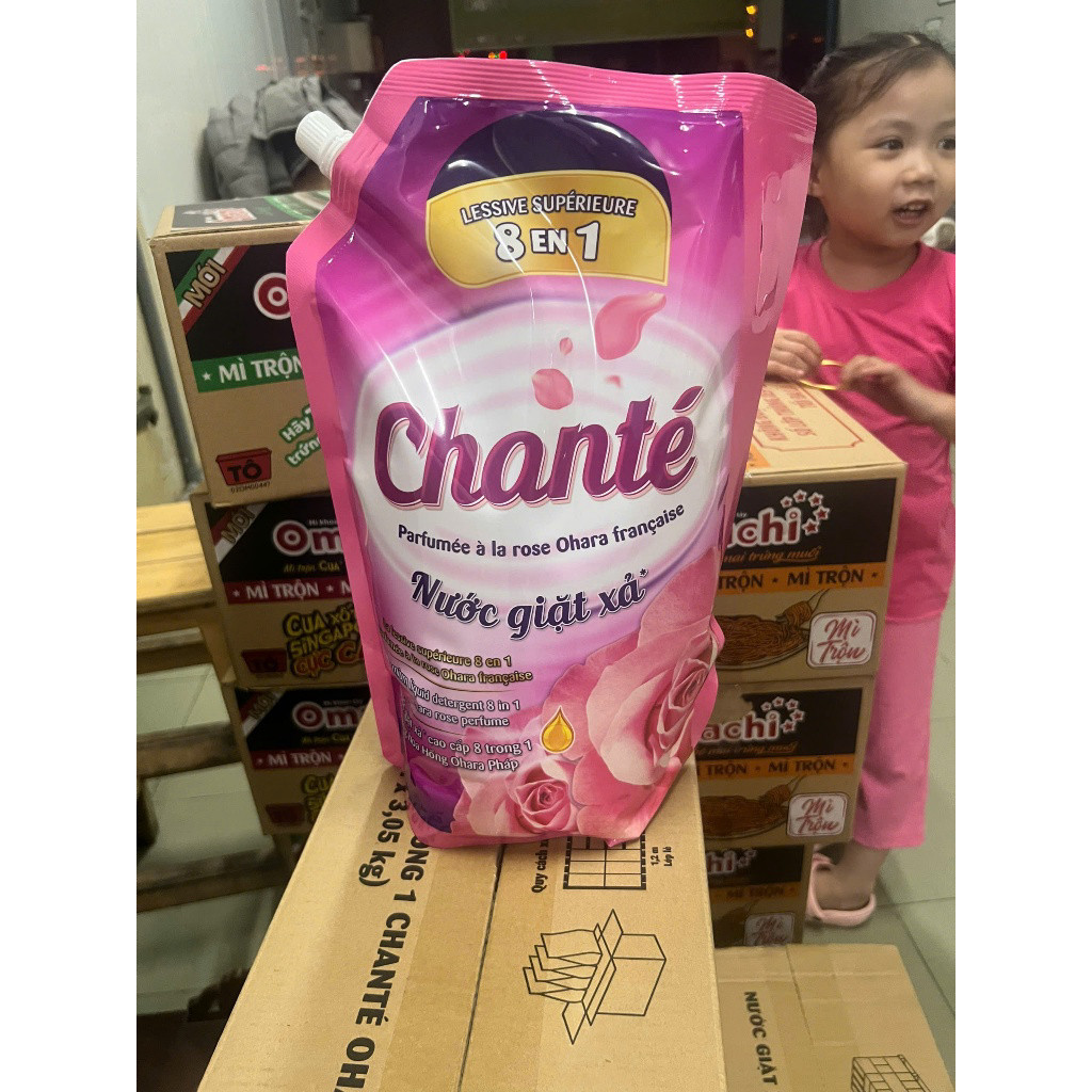 Nước giặt  Chante Tẩy ố Tối ưu Giặt nhanh Hương hoa hồng pháp 8kg