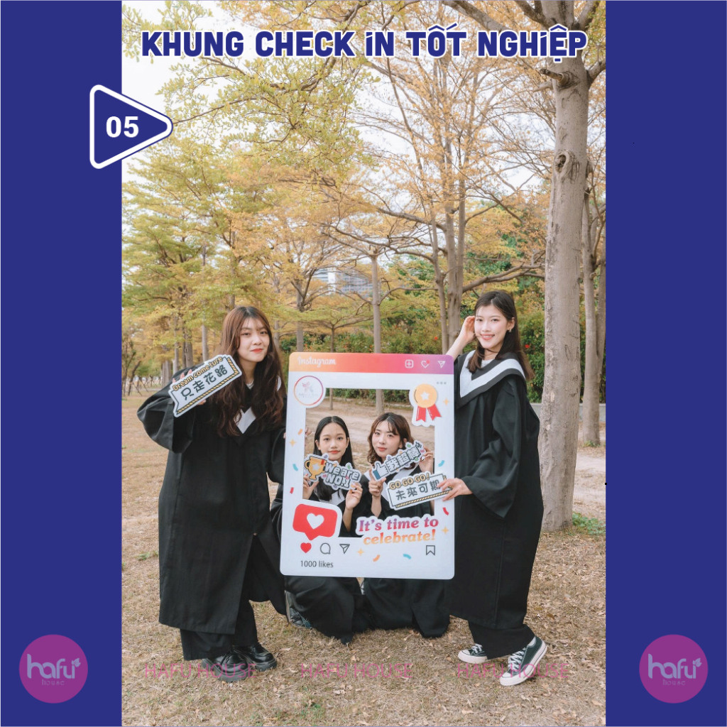Khung check-in tốt nghiệp cầm tay – Frame chụp ảnh Graduation 2025 cá nhân hóa Xưởng SX Hafu House