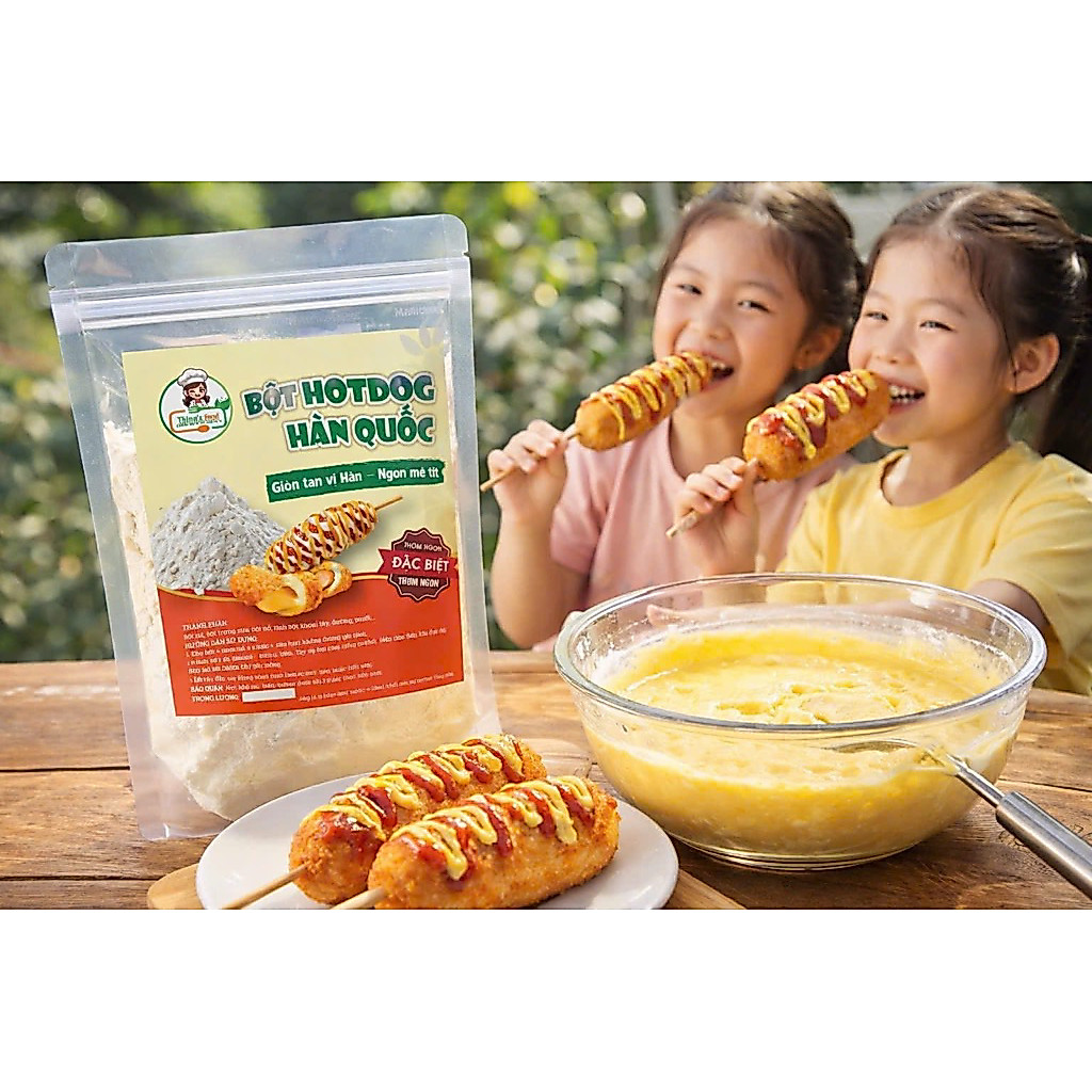 Bột Hotdog Hàn Quốc Trộn Sẵn | Vỏ Giòn Xốp – Dễ Làm - Gói  1kg - Chiên Hotdog, Phô Mai Que