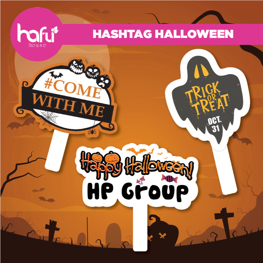 [HASHTAG] Bảng chụp hình cầm tay dày 5mm NGÀY HALLOWEEN [51-100] Xưởng SX Hafu House