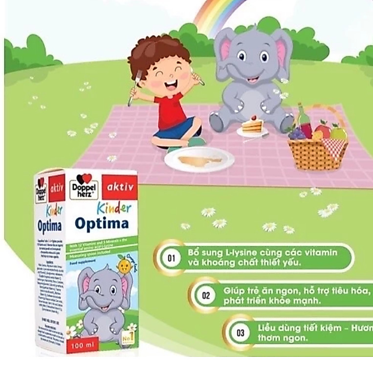 Doppelherz Kinder Optima ( Chai 100ml) Bổ sung Vitamin giúp bé ăn ngon, khỏe mạnh ,tăng đề kháng