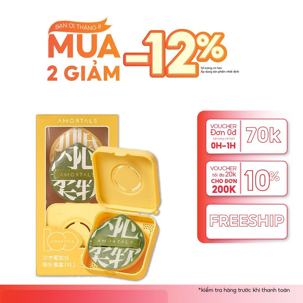 Bộ 2 Bông Mút XL Xanh Vàng Trang Điểm  Chính Hãng Siêu Mềm Dễ Tán Kem Nền Kèm Hộp Đựng Mút Cao Cấp
