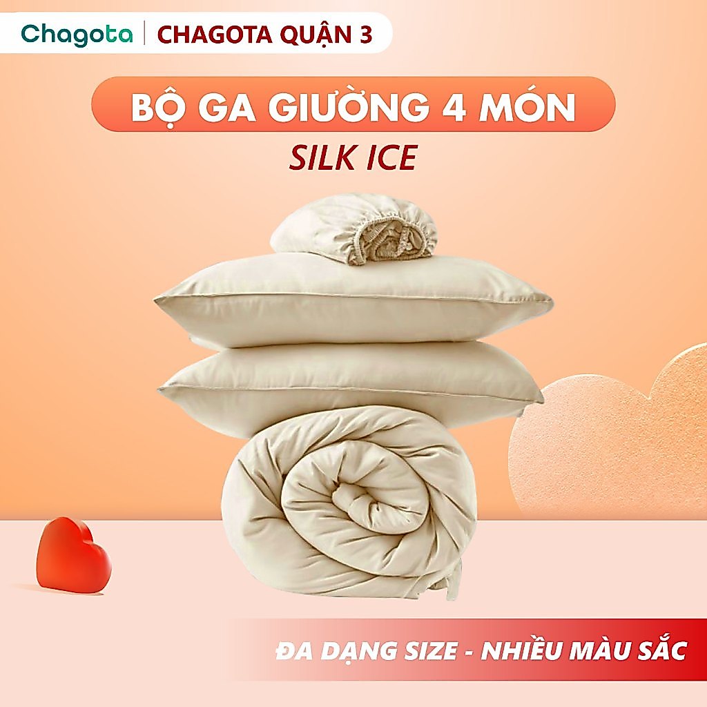 [Giá Tốt] Bộ Chăn Ga Gối Lụa Silk Ice Cao Cấp, Chất Vải Mát Lạnh, Thoáng Khí Vượt Trội, Size 1mx2m Đ