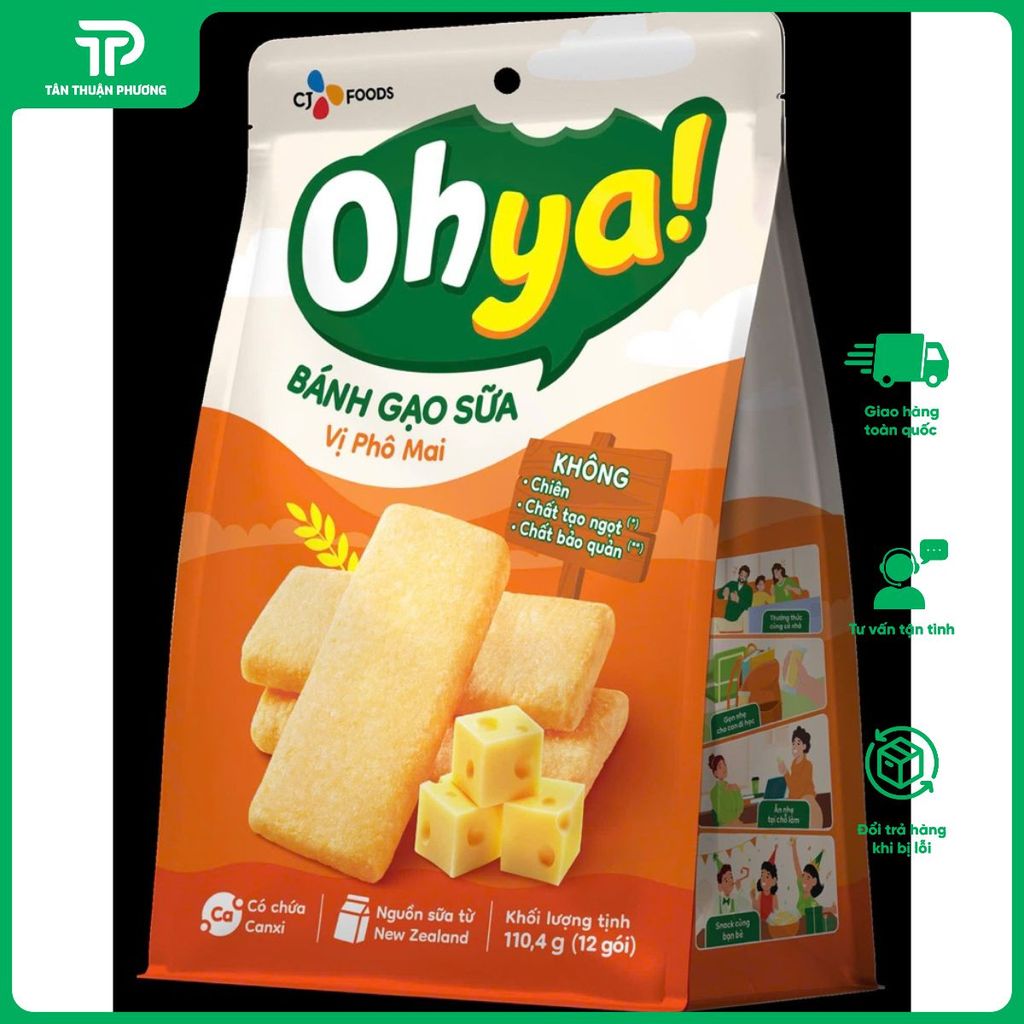 Bánh Gạo Sữa Oh Ya 110g Vị Nguyên Bản, Phô Mai, Matcha, Hoa Nhài Snack Gạo Ăn Liền CJ Foods