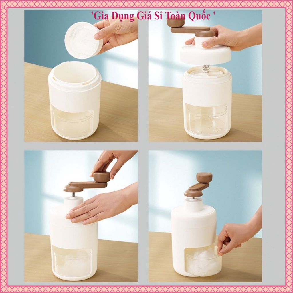 MÁY XAY ĐÁ TUYẾT MINI, Dụng Cụ Bào Đá Bằng Tay Dụng Cụ Nghiền Đá Làm Sinh Tố Kem Bingsu Đá Bào Tiện 