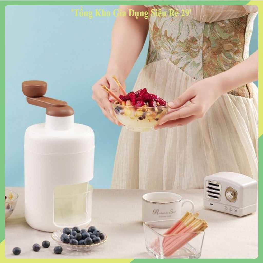 MÁY BÀO ĐÁ TUYẾT MINI, Dụng Cụ Xay Đá Bằng Tay Làm Kem Bingsu Sinh Tố Đồ Uống Giải Khát Tiện Dụng