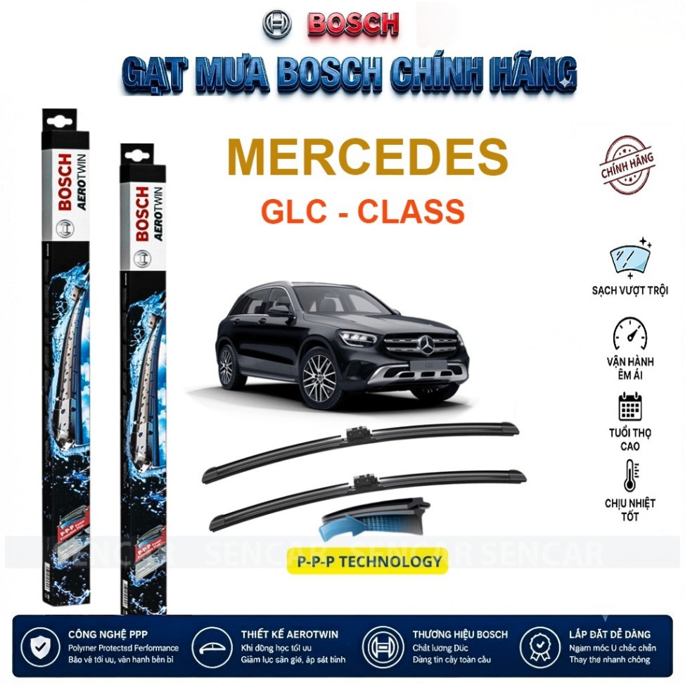 Bộ gạt mưa xe Mercedes GLC-Class (X253) BOSCH AEROTWIN set A843S cao cấp GLC_200 GLC_250 GLC_300 GLC