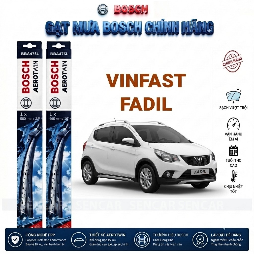 Bộ gạt mưa Vinfast Fadil đời 2019 - 2021 | Bosch cao cấp chính hãng kích thước 24"-14"