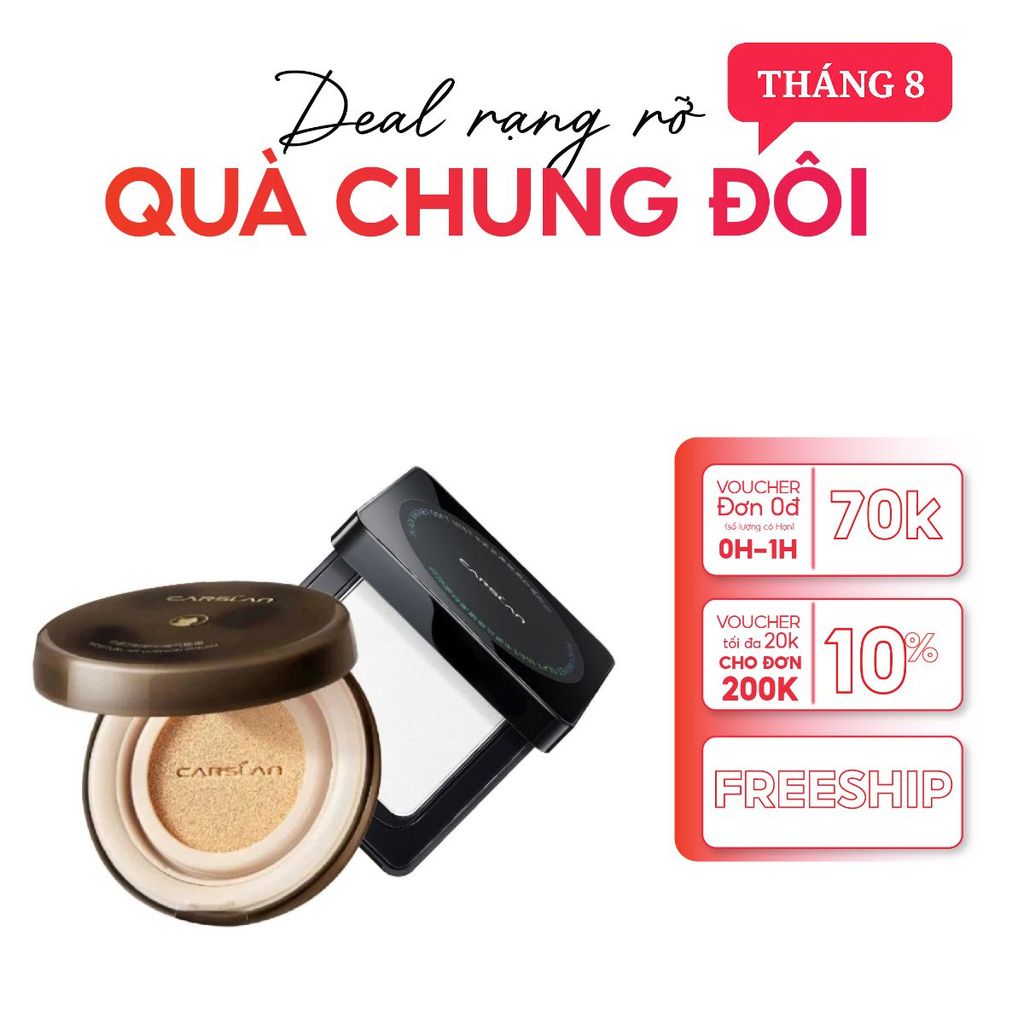 Combo phấn nước Carslan nền căng mịn + phấn nén Carslan kiềm dầu, khóa nền lâu trôi