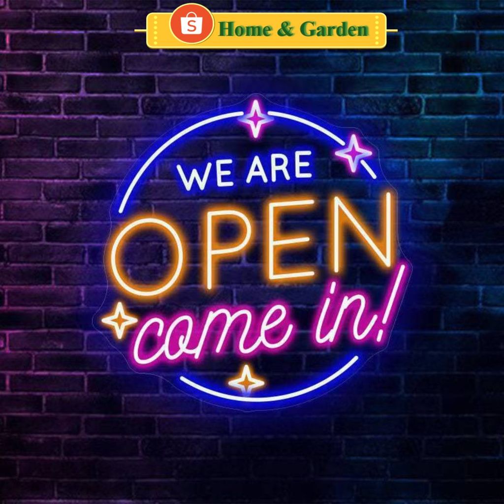Đèn Neon Sign Cầm Tay Chụp Ảnh Studio - Mẫu Ngôi Sao "We Are Open" Neon Sign New Lux3 1104-25