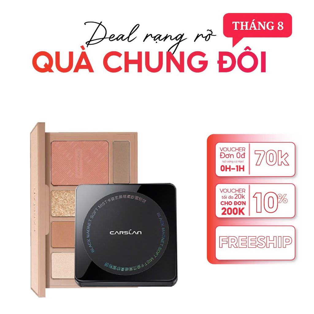 Combo bảng phấn mắt Carslan 10 ô đa sắc + phấn nén Carslan nền mịn, kiềm dầu hiệu quả