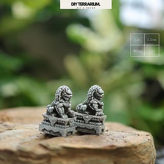 Combo Tượng Sư Tử Giả Đá 3 Size Trang Trí Tiểu Cảnh - Cao 5cm