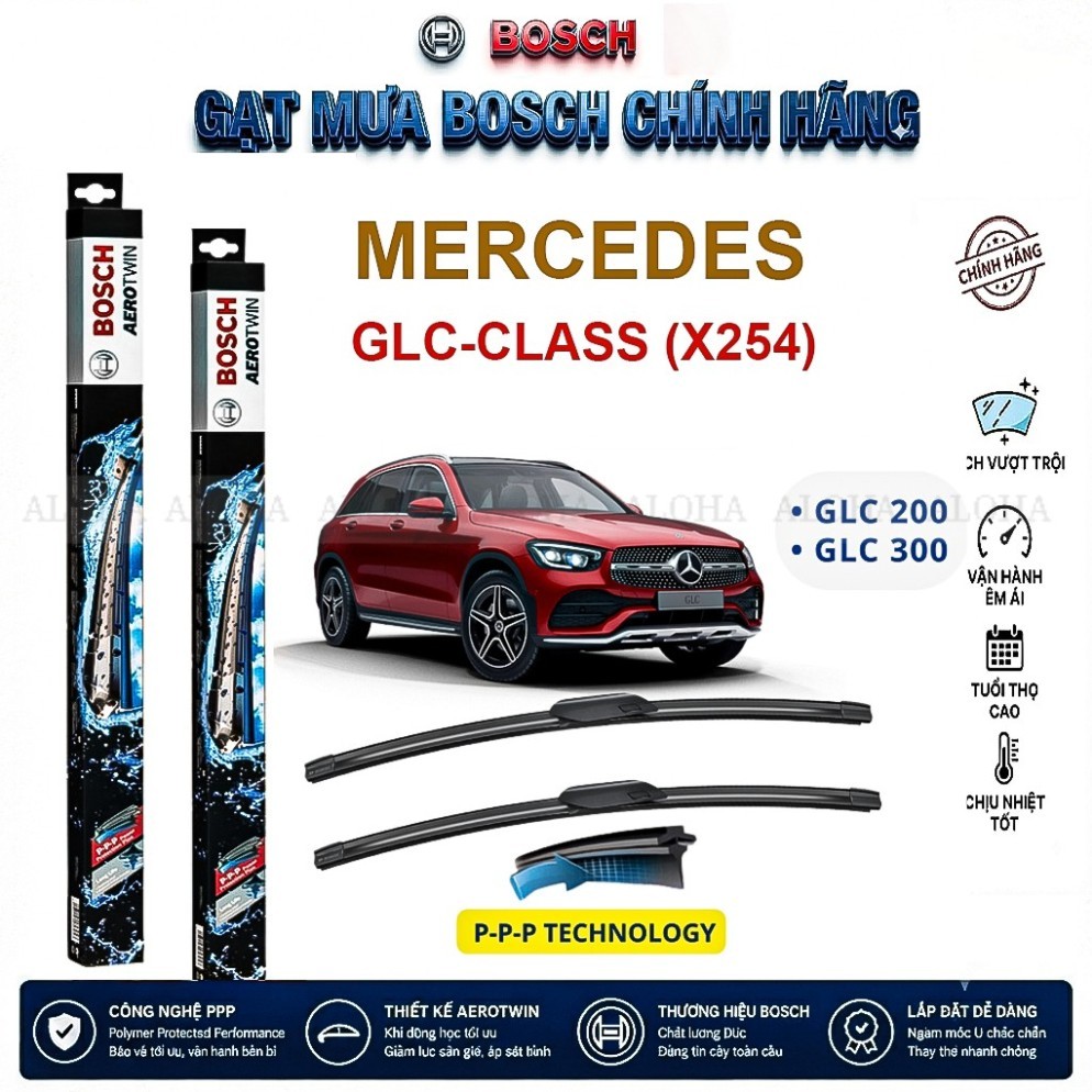 Bộ gạt mưa Mercedes GLC 200/300 (X254/C254) BOSCH AEROTWIN  set A893S cao cấp đời 2023-Nay