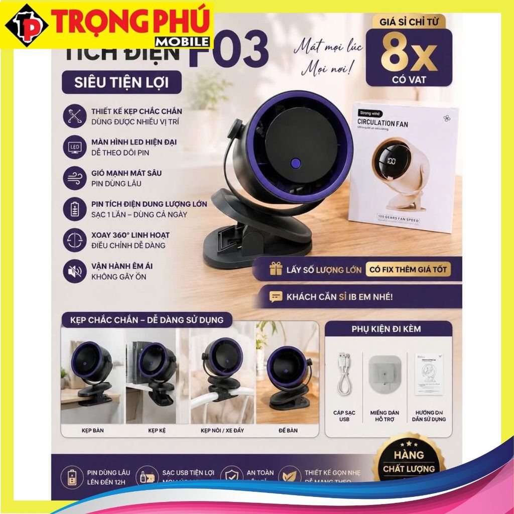 Quạt bàn kẹp và đứng F03 Xịn - Online