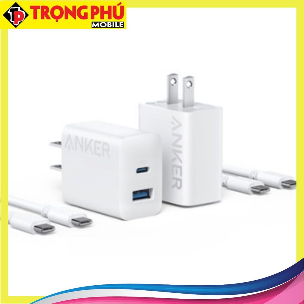 Bộ sạc TypeC-TypeC Anker 312 20W cốc sạc 2 cổng 1C1A B2348 kèm cáp TypeC - Online