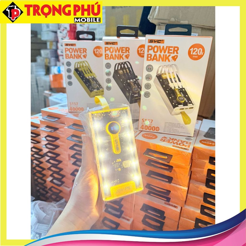 Sạc dự phòng SYC S157 40000mah 120w trong suốt Online