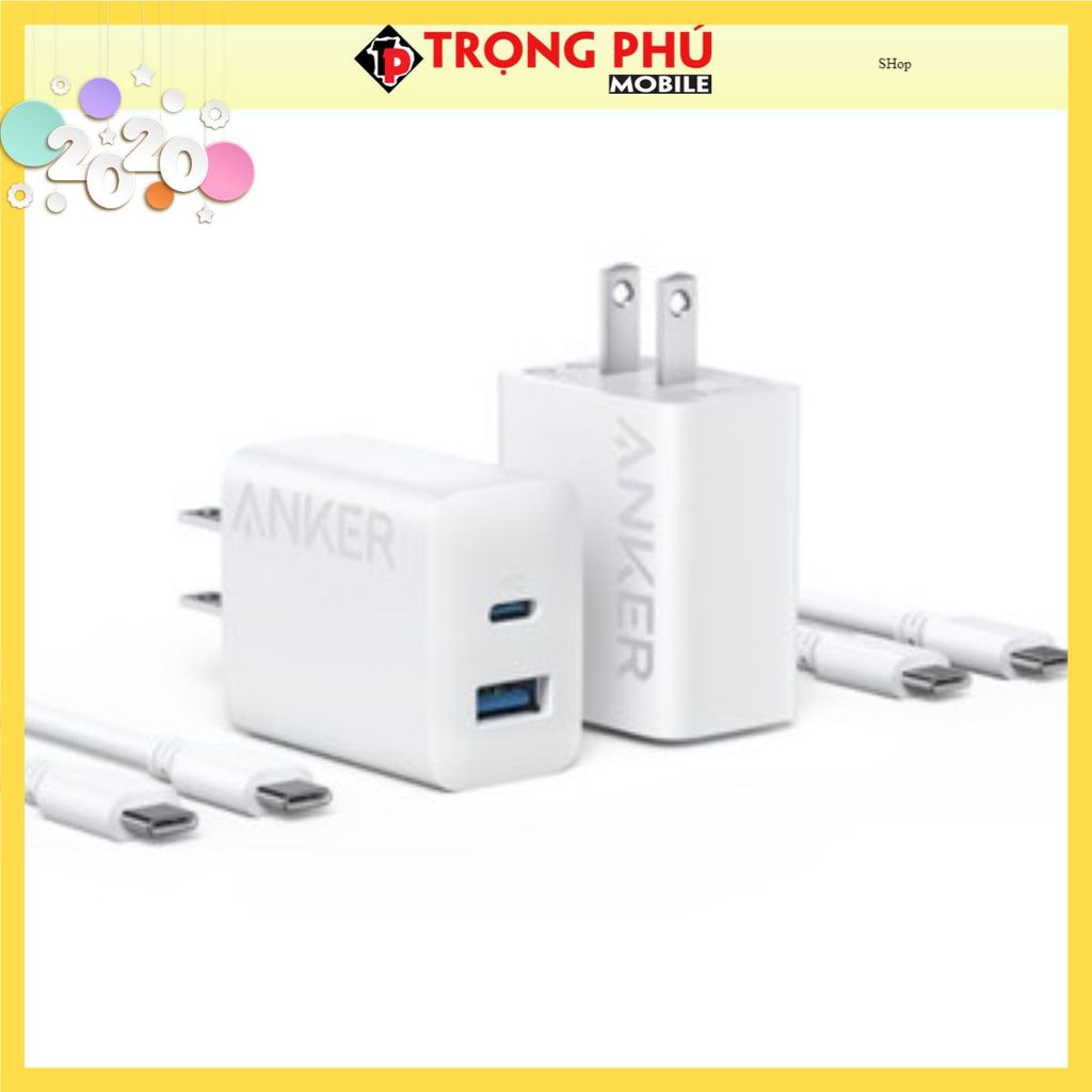 Bộ sạc TypeC-TypeC Anker 312 20W cốc sạc 2 cổng 1C1A B2348 kèm cáp TypeC - Shop