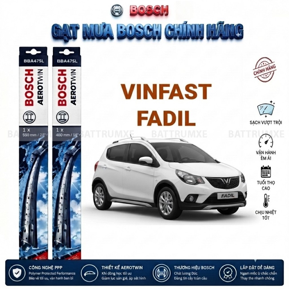 Bộ gạt mưa Vinfast Fadil đời 2019 - 2021 | Bosch cao cấp chính hãng kích thước 24"-14"