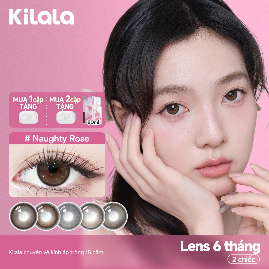 Kính áp tròng Kilala màu lam Sassy Amber/Naughty Rose lens cận 6 tháng DIA 14.2-14.5mm có độ (0-7) 1