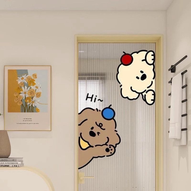 Miếng dán DECOR cửa kính Miếng Dán Hoạt Hình Dán Tường trang trí cửa hàng in hình dễ thương