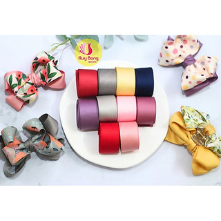 Cuộn 5m - Ruy băng lụa mờ HQ link 2, dây ruy băng lụa làm nơ phụ kiện tóc, phụ kiện may mặc