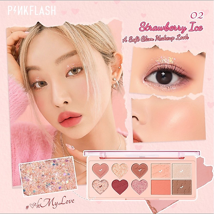 Ảnh 3 của Bảng phấn trang điểm PINKFLASH Lâu trôi, kết hợp màu tạo khối, phấn má cho mặt/mắt 120g M02