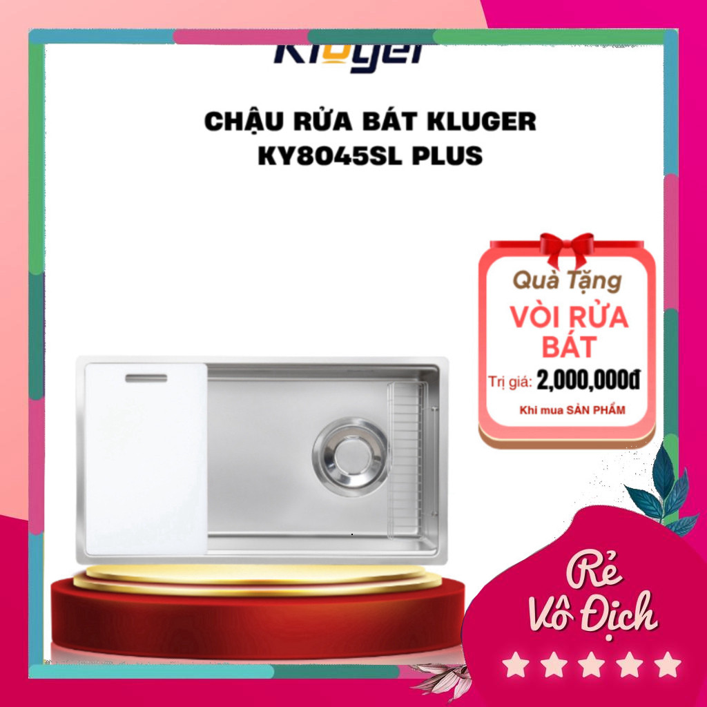 Bồn Rửa Bát 1 hộc lớn bề mặt SUPER LINEN chống xước Kluger KY8045SL Plus + Tặng kèm vòi bất kì - Chí