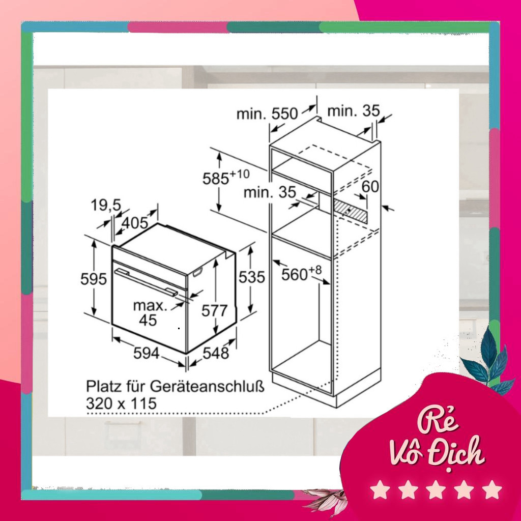 Lò Nướng Âm Tủ Bosch HBG7241B1 Serie 8