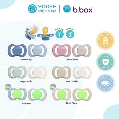 b.box Set 2 núm ti cao su mềm mại với công nghệ kháng khuẩn gốc bạc, hỗ trợ chỉnh nha cho bé, tặng kèm nắp đậy tiện lợi