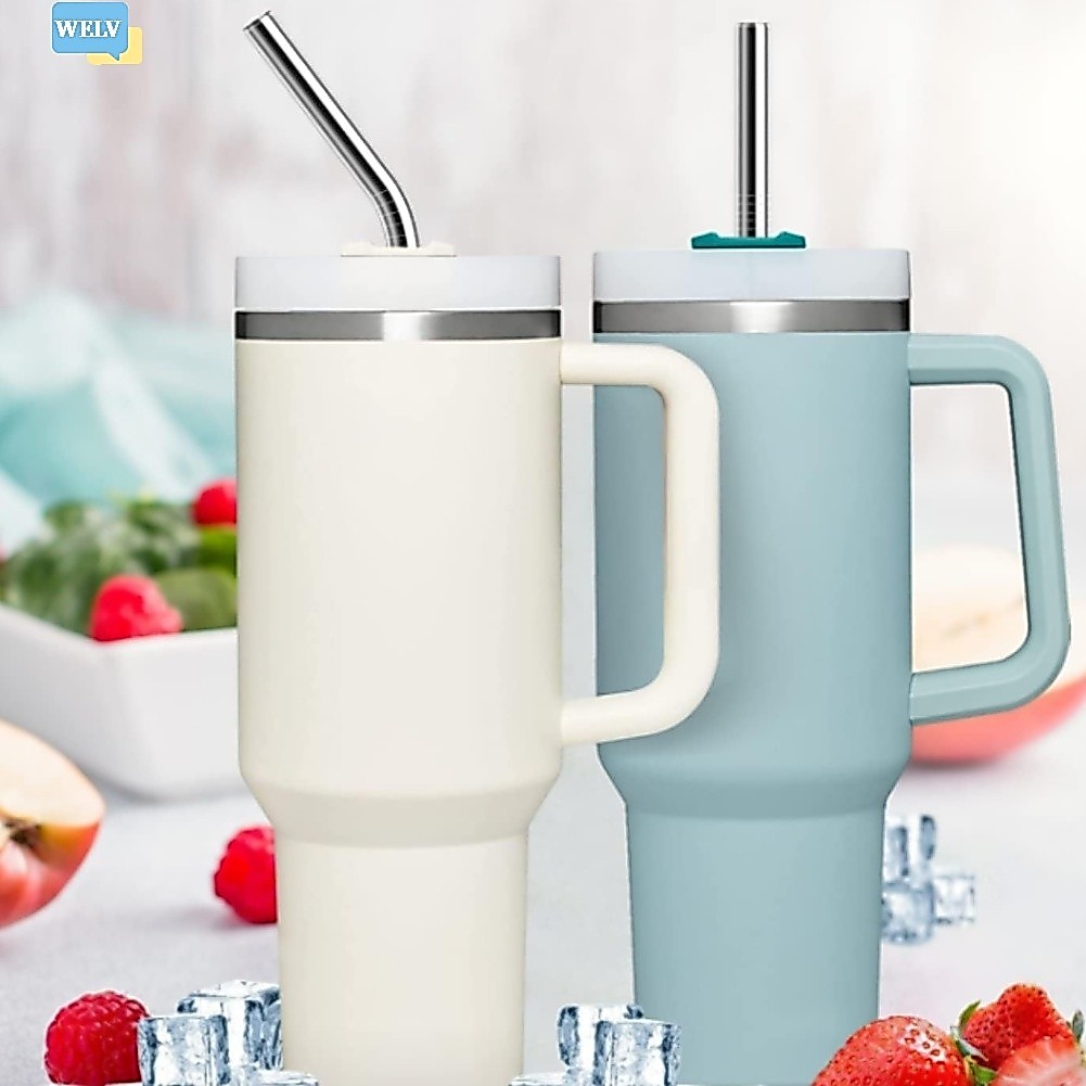 {July in New} 16 ống hút Bộ ống hút bằng thép không gỉ Ống hút thìa khuấy thẳng
