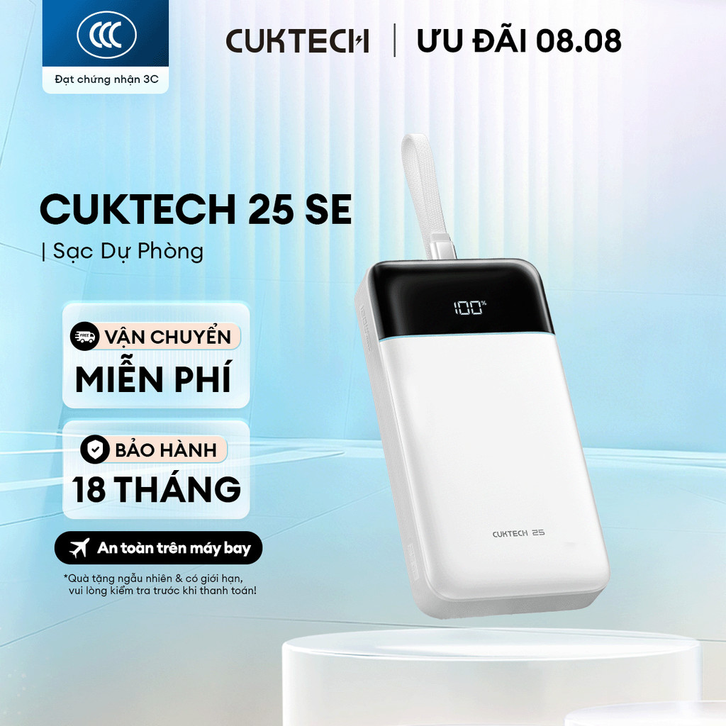 CUKTECH 25 SE Sạc Di Động | 2C+1A Max 100W | Dung Lượng 25.000mAh | Bảo Hành 18 Tháng LPB252N | BigBuy360 - bigbuy360.vn