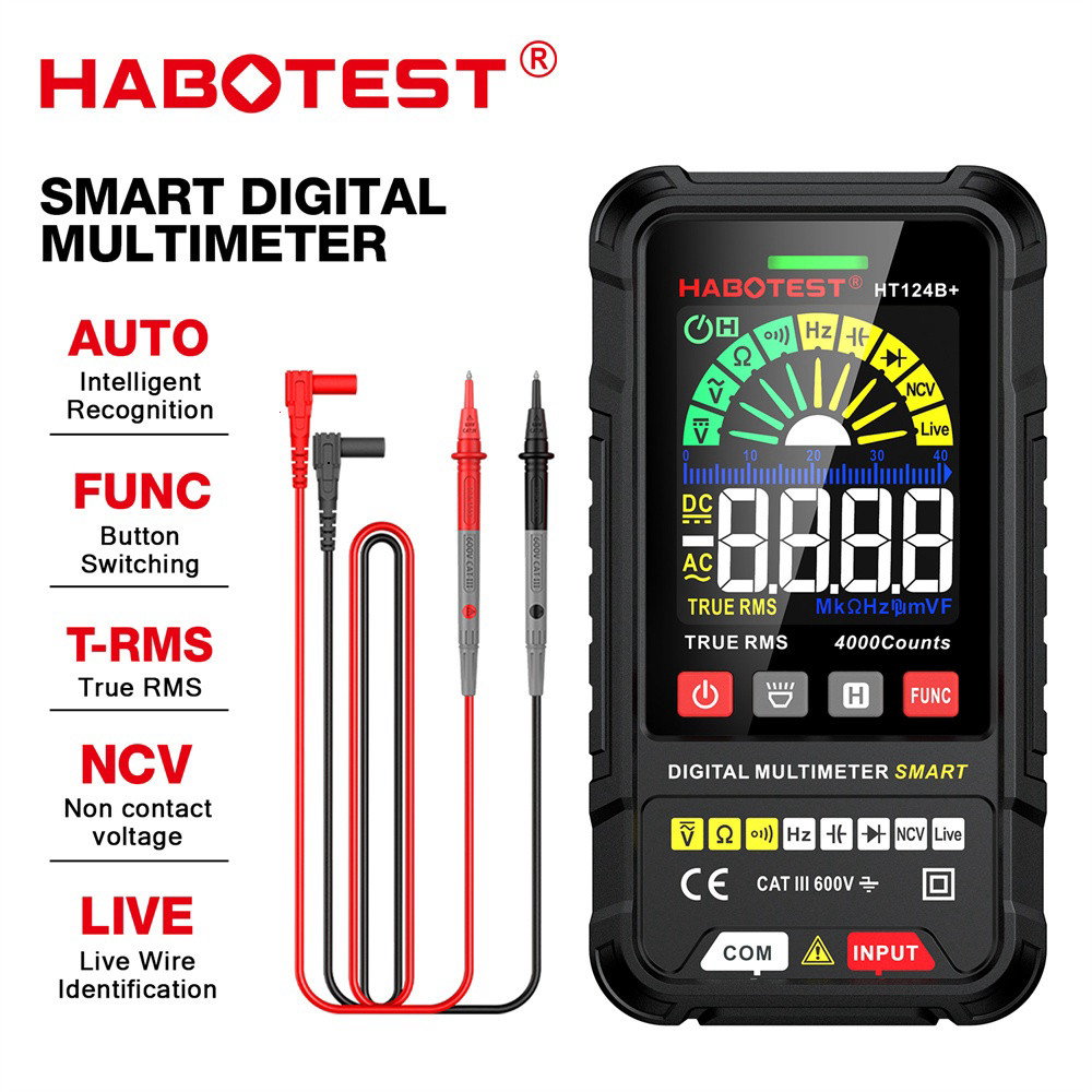 [Tặng Kèm Pin] Đồng Hồ Vạn Năng Thông Minh HABOTEST HT124B+ 600V AC/DC 4000 Chữ Số