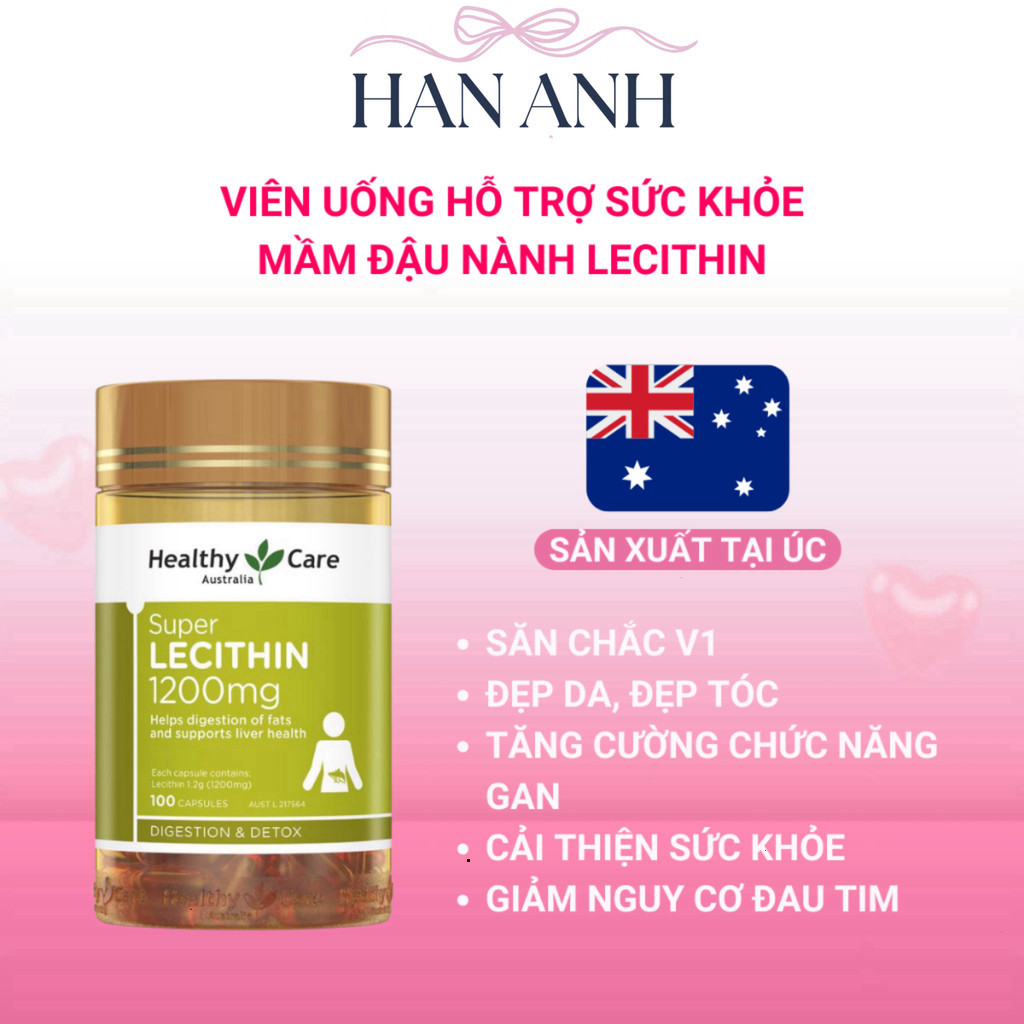 [Chính Hãng] Hàng Công Ty Mầm Đậu Nành Healthy Care Super Lecithin 1200mg 100 Viên