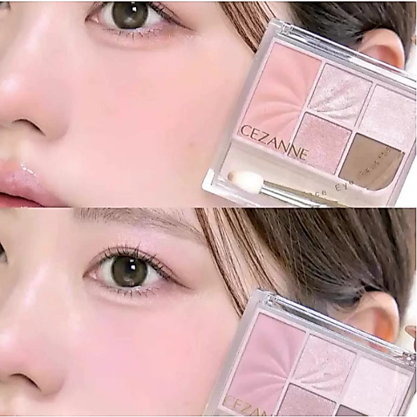 Bảng trang điểm đa năng 5 màu Cezanne gồm phấn mắt, phấn má hồng, phấn bắt sáng và phấn phủ mặt (Nhậ