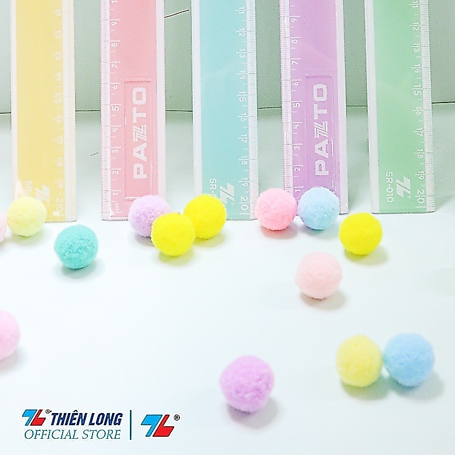 Thước nhựa thẳng màu Pastel dài 20 cm Thiên Long Pazto SR-010 - Màu ngẫu nhiên