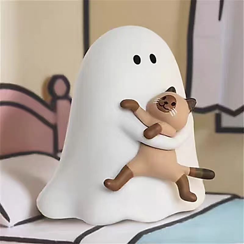 Blindbox Behold My Cat BL198 Hộp Mù Mô Hình Con Ma Ôm Mèo Dễ Thương Trang Trí Bàn Học, Bàn Làm Việc
