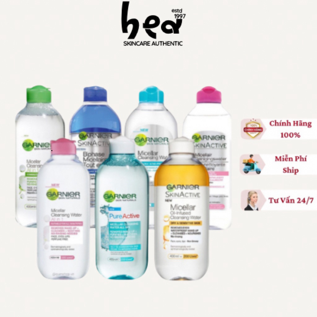[Chính Hãng] Garnier tẩy trang - Nước tẩy trang Garnier Skin Naturals Micellar Cleansing Water 400ml