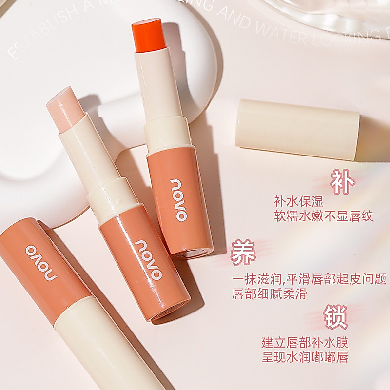 Trang Điểm NOVO NOVO Son Môi Dưỡng Ẩm Dưỡng Ẩm Tẩy Tế Bào Chết Phai Màu Môi Đường Cảm Giác Nhiệt Độ 