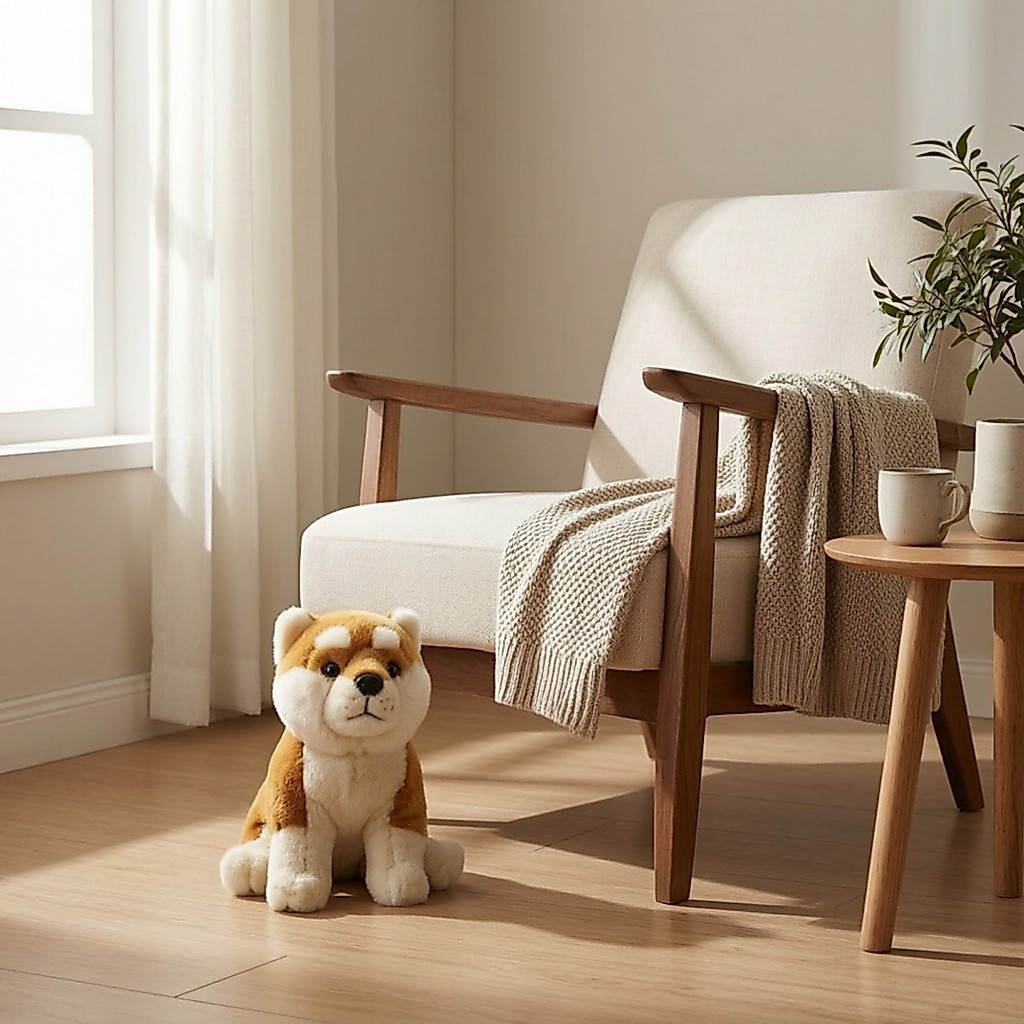 Akita Đồ Chơi Nhồi Bông Chó Nhồi Bông Akita Mềm Mại Mềm Mại Cho Trẻ Em, Phòng Chơi, Phòng Ngủ