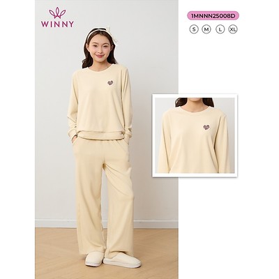 Bộ mặc nhà nữ WINNY nỉ nhung, Set đồ nữ nỉ nhung mịn ấm quần dài tay dài dáng suông thoải mái 1MNNN25008D