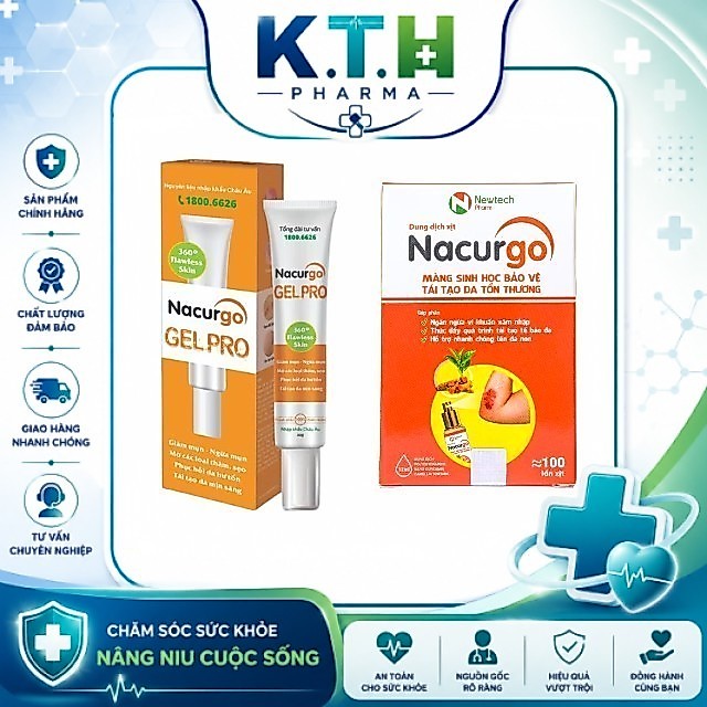 Combo NACURGO Chăm Sóc & Phục Hồi Da Toàn Diện - Dung Dịch Xịt Tạo Màng Sinh Học 12ml + Gel Bôi Ngoà